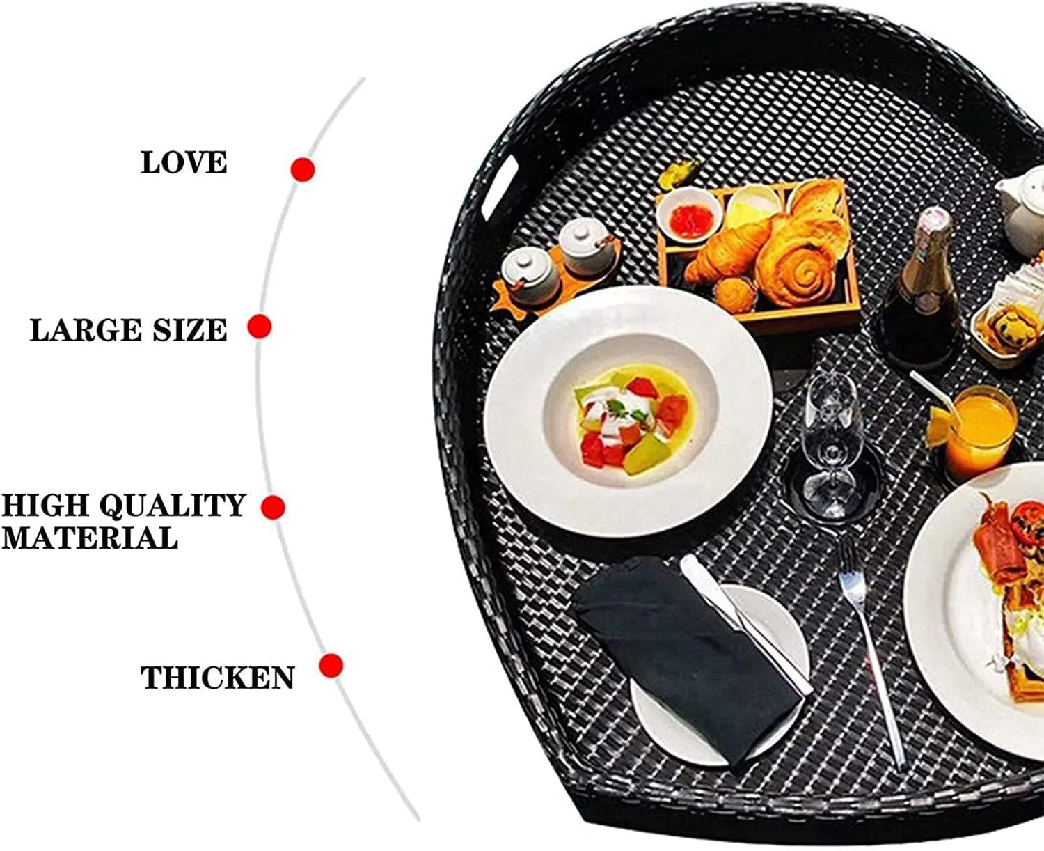 Rattan Serving Tray,with Handle Pool Floating Breakfast Serving Trays Sturdy Food Tray Waterproof Butler Tray for Breakfast Tea Platters Parties Wedding Photography