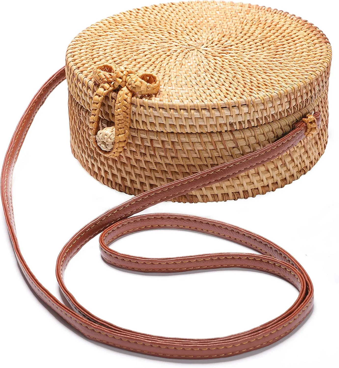 Rattan Summer Straw Beach Bag - Woven Wicker Basket Vacation Purse - Gifts for Women