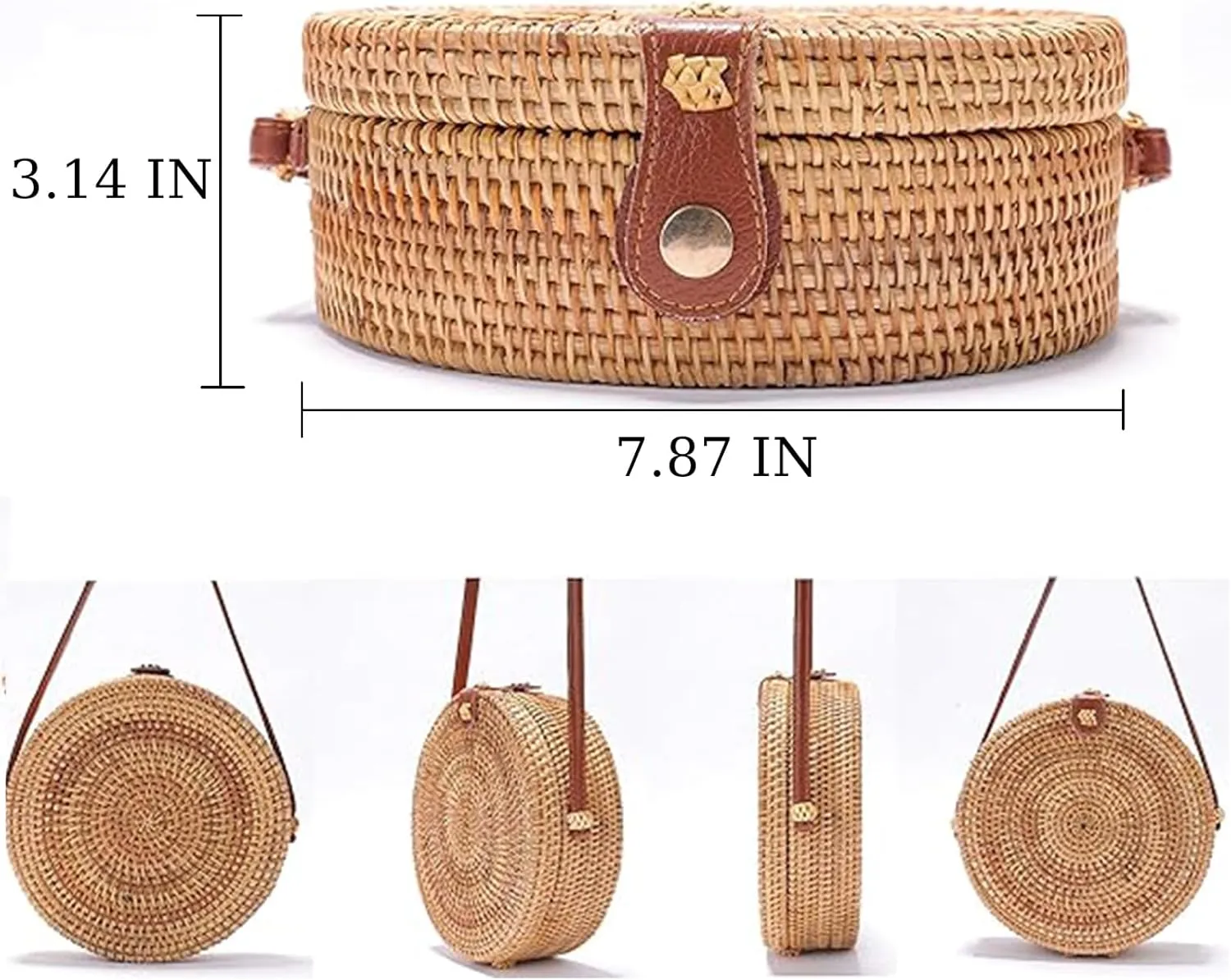 Rattan Summer Straw Beach Bag - Woven Wicker Basket Vacation Purse - Gifts for Women