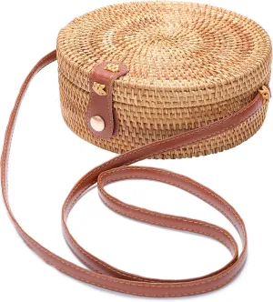 Rattan Summer Straw Beach Bag - Woven Wicker Basket Vacation Purse - Gifts for Women