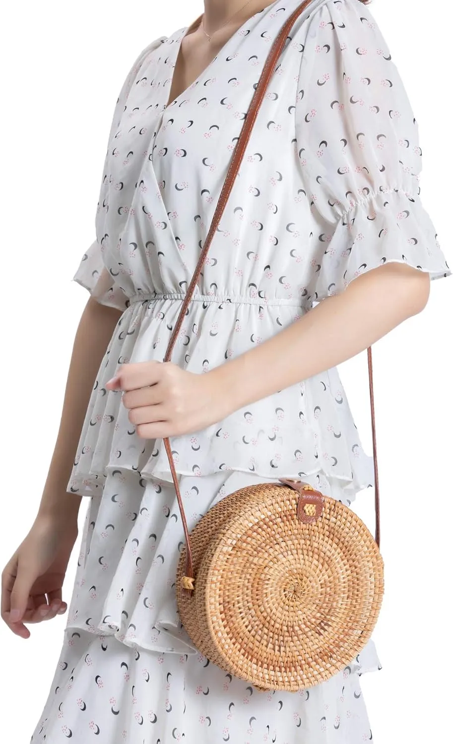 Rattan Summer Straw Beach Bag - Woven Wicker Basket Vacation Purse - Gifts for Women