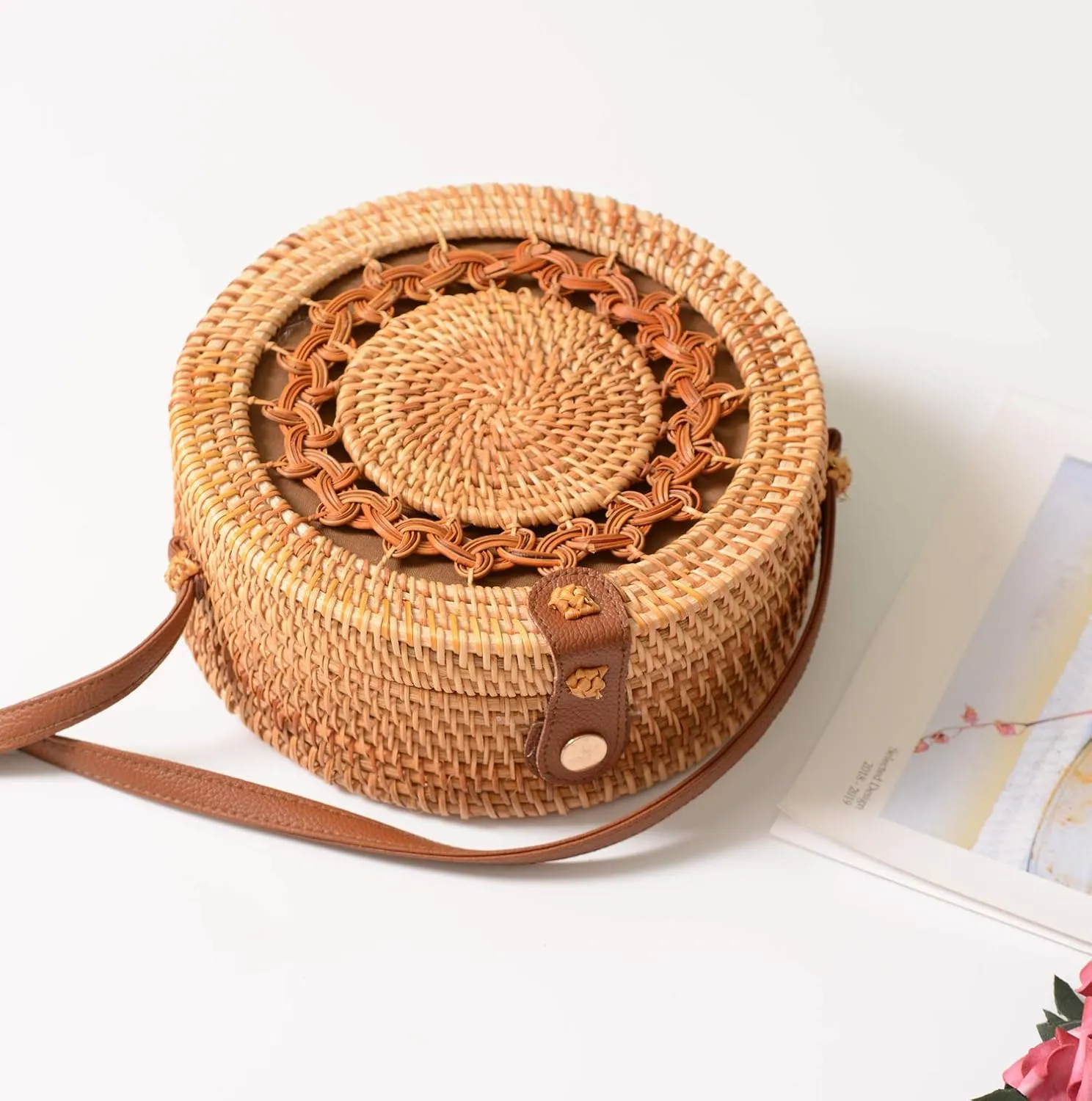 Rattan Summer Straw Beach Bag - Woven Wicker Basket Vacation Purse - Gifts for Women