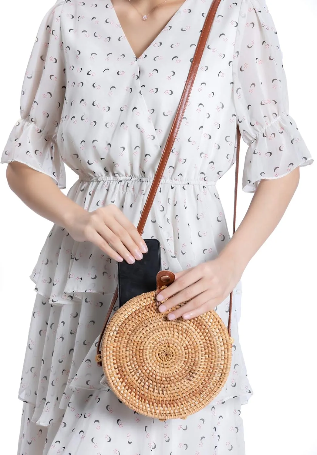 Rattan Summer Straw Beach Bag - Woven Wicker Basket Vacation Purse - Gifts for Women