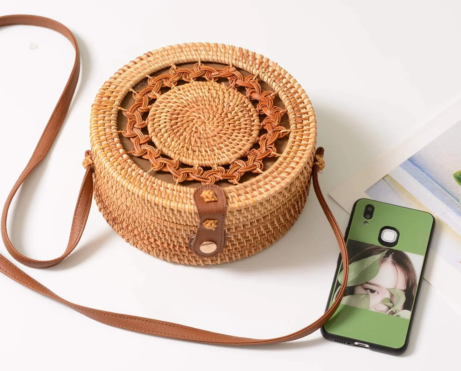 Rattan Summer Straw Beach Bag - Woven Wicker Basket Vacation Purse - Gifts for Women