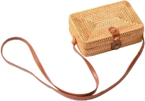 Rattan Summer Straw Beach Bag - Woven Wicker Basket Vacation Purse - Gifts for Women