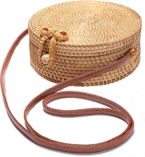 Rattan Summer Straw Beach Bag - Woven Wicker Basket Vacation Purse - Gifts for Women