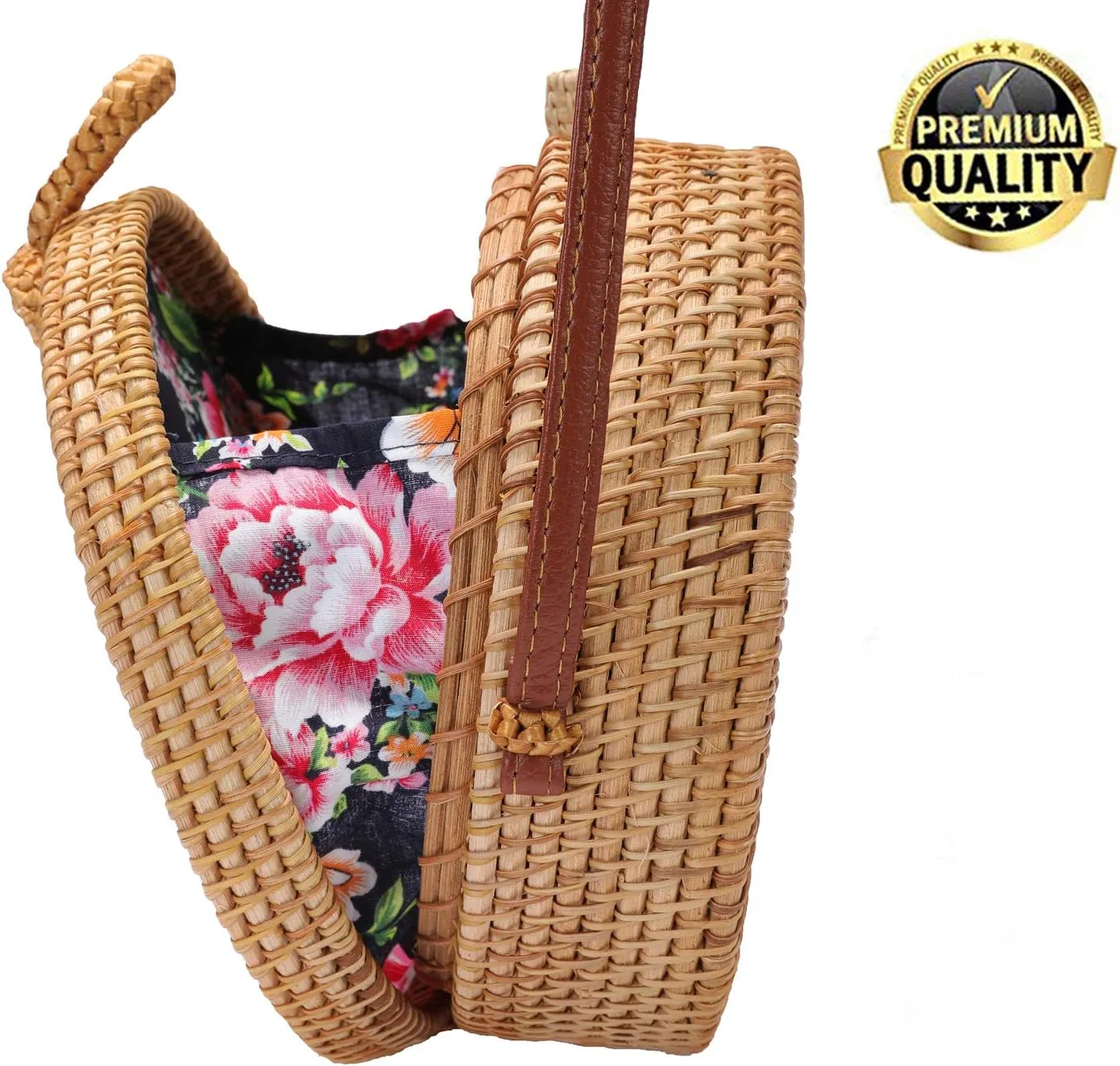 Rattan Summer Straw Beach Bag - Woven Wicker Basket Vacation Purse - Gifts for Women
