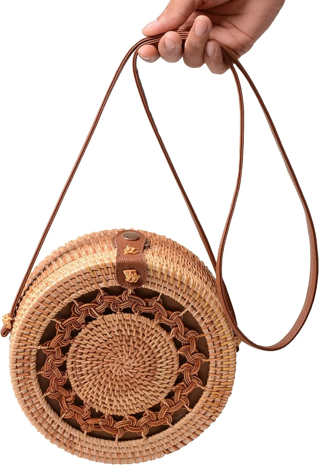 Rattan Summer Straw Beach Bag - Woven Wicker Basket Vacation Purse - Gifts for Women