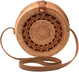 Rattan Summer Straw Beach Bag - Woven Wicker Basket Vacation Purse - Gifts for Women