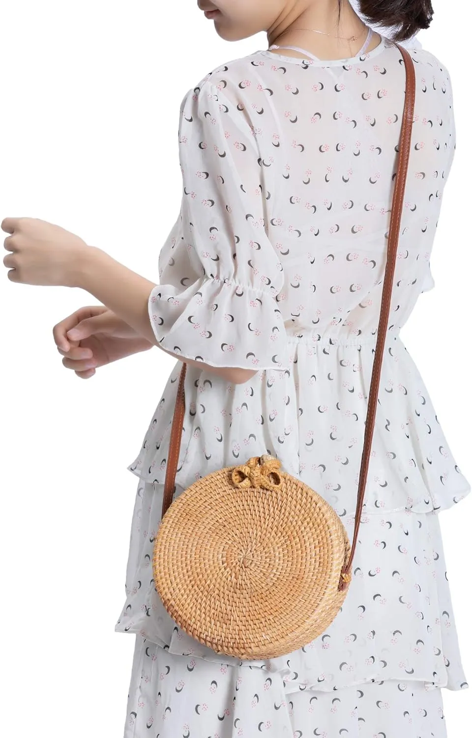 Rattan Summer Straw Beach Bag - Woven Wicker Basket Vacation Purse - Gifts for Women