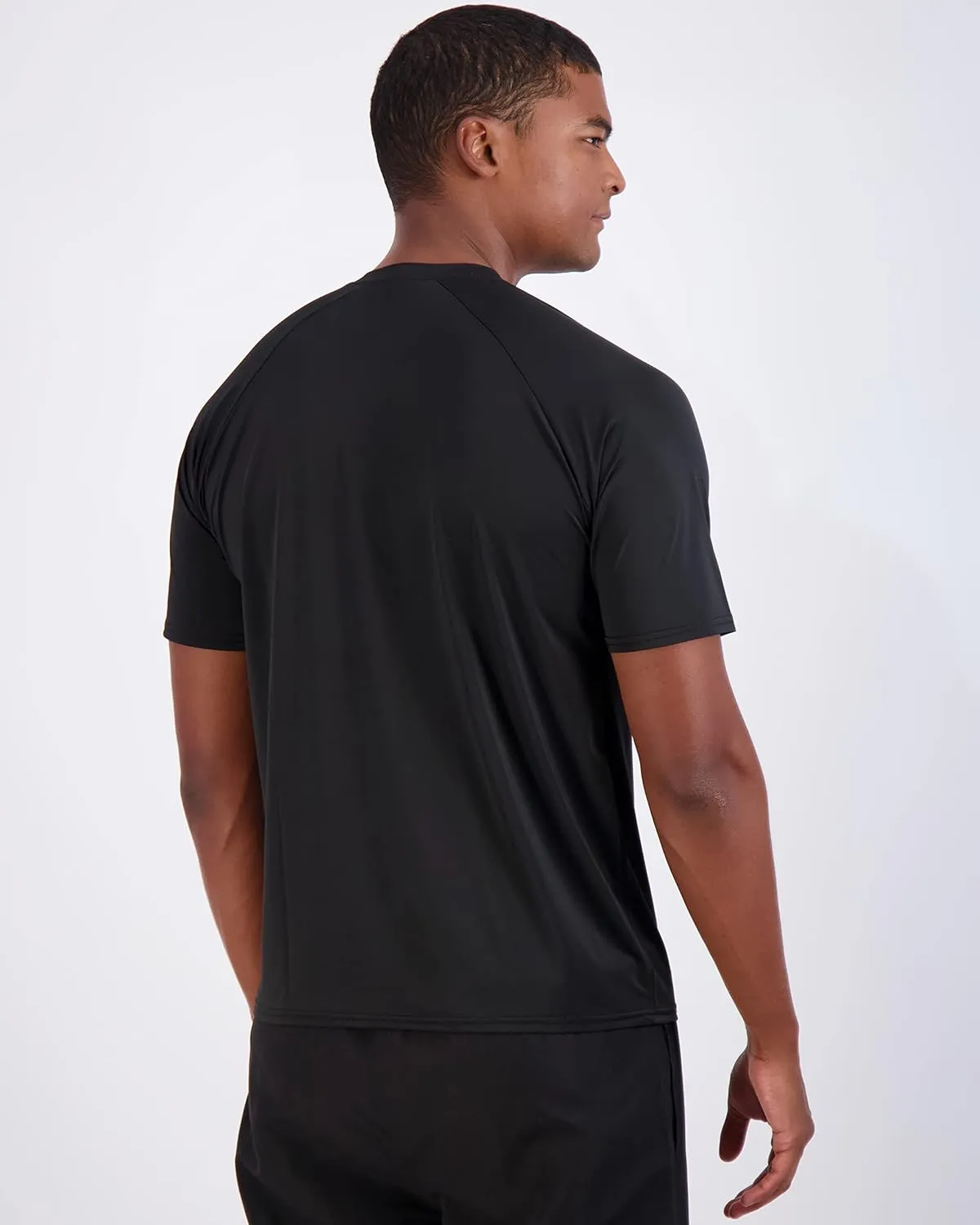 Real Essentials 4 Pack: Mens Short Sleeve Rash Guard Shirt Quick Dry UPF 50  Sun Protection Swim (Available in Big & Tall)