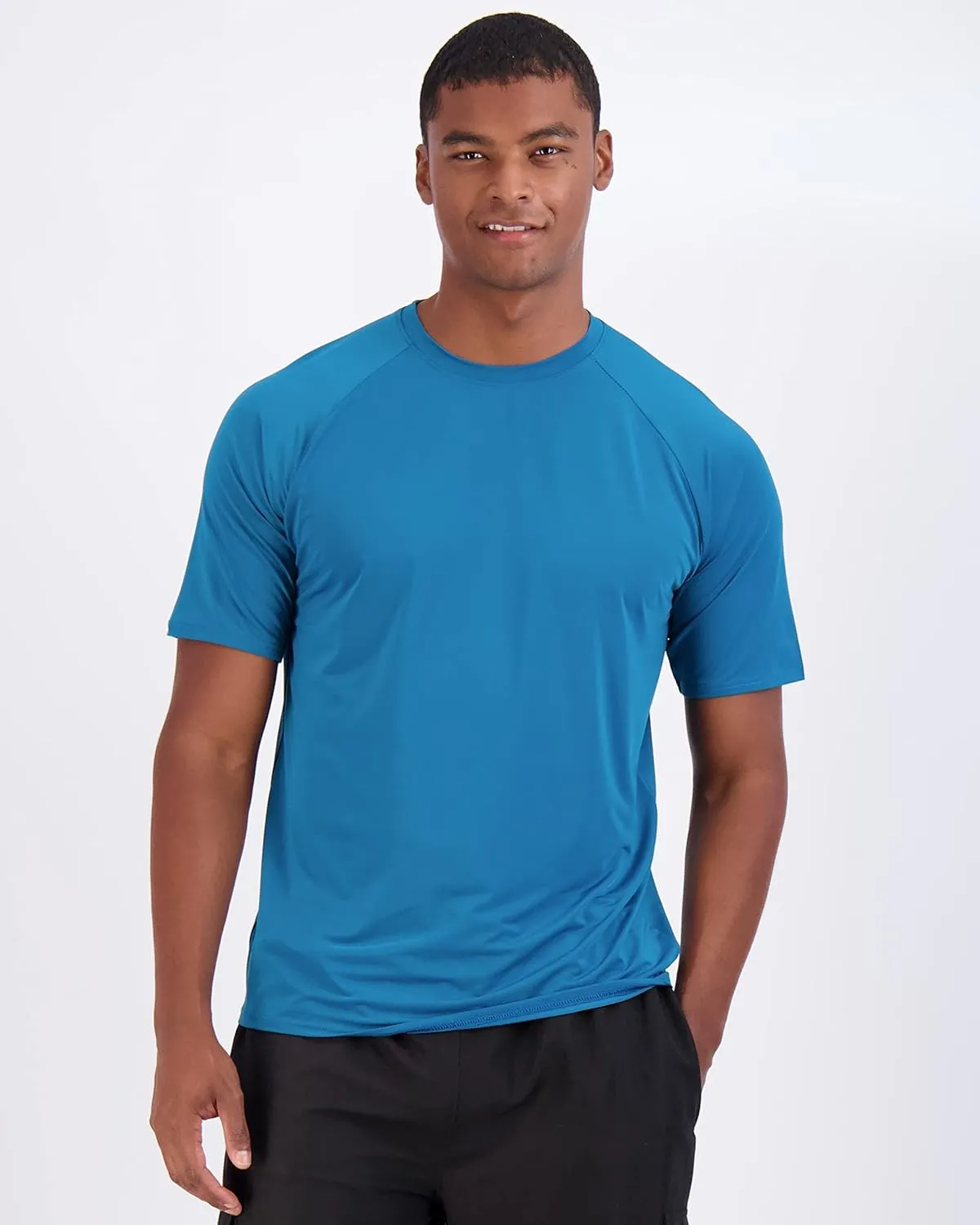 Real Essentials 4 Pack: Mens Short Sleeve Rash Guard Shirt Quick Dry UPF 50  Sun Protection Swim (Available in Big & Tall)