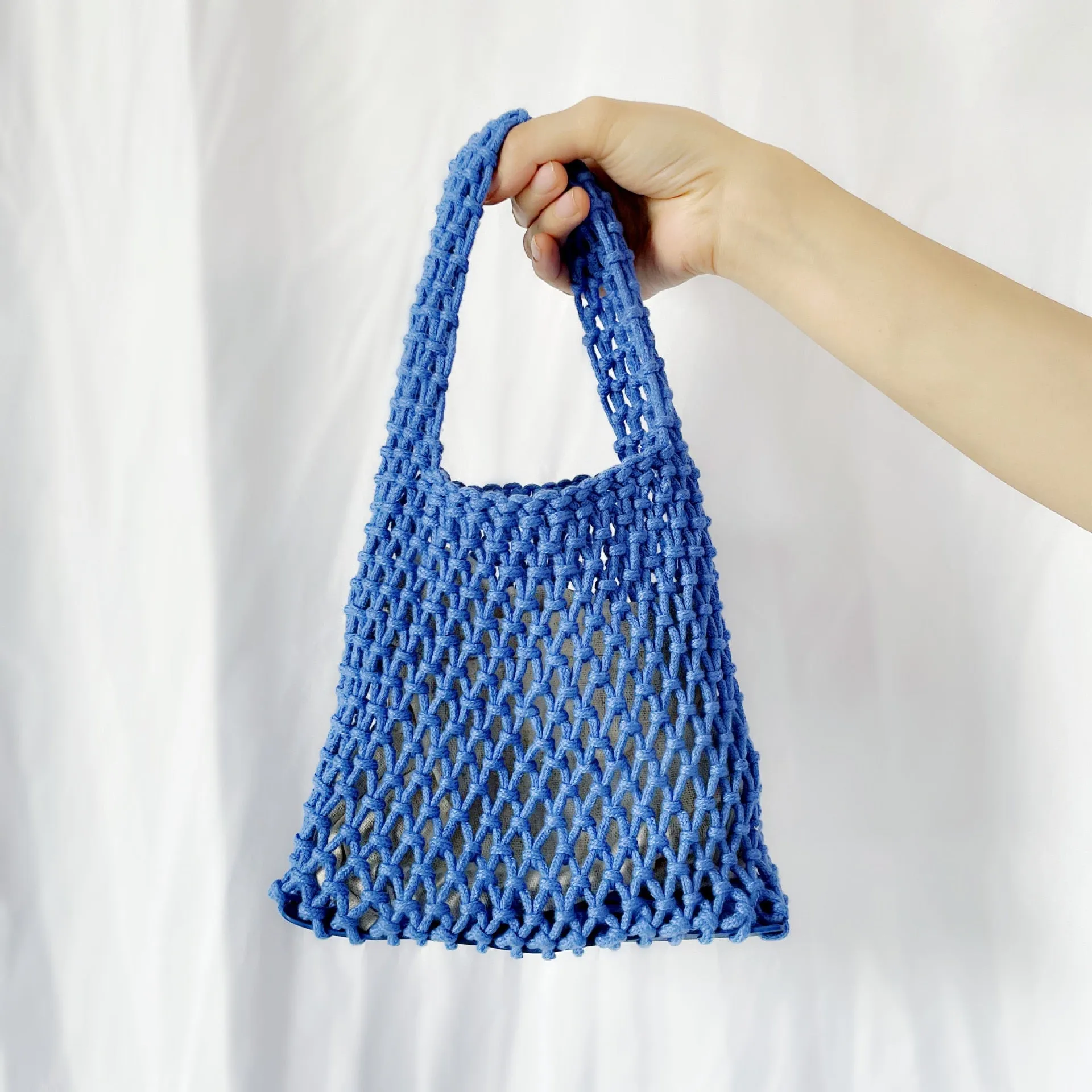 Realaiot Beach Crochet Handbag for Women Girls Summer Straw Rope Hollow Out Hand Woven Totes Bag Women's Hollow Knitting Handbag Purses
