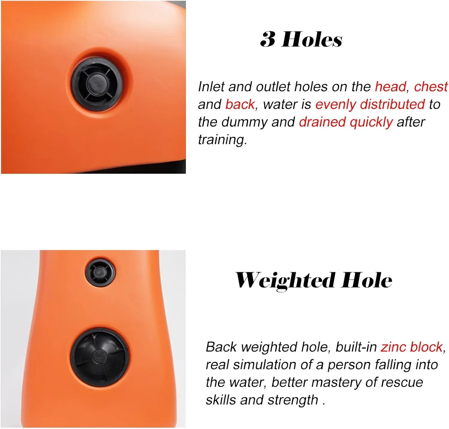 Realistic PE Water Rescue Training Dummy, 38.6 in Drowning Drill Model for School/Clubs Water Safety Courses, Swimming Teaching Tools for Adults/Teenagers(Orange)
