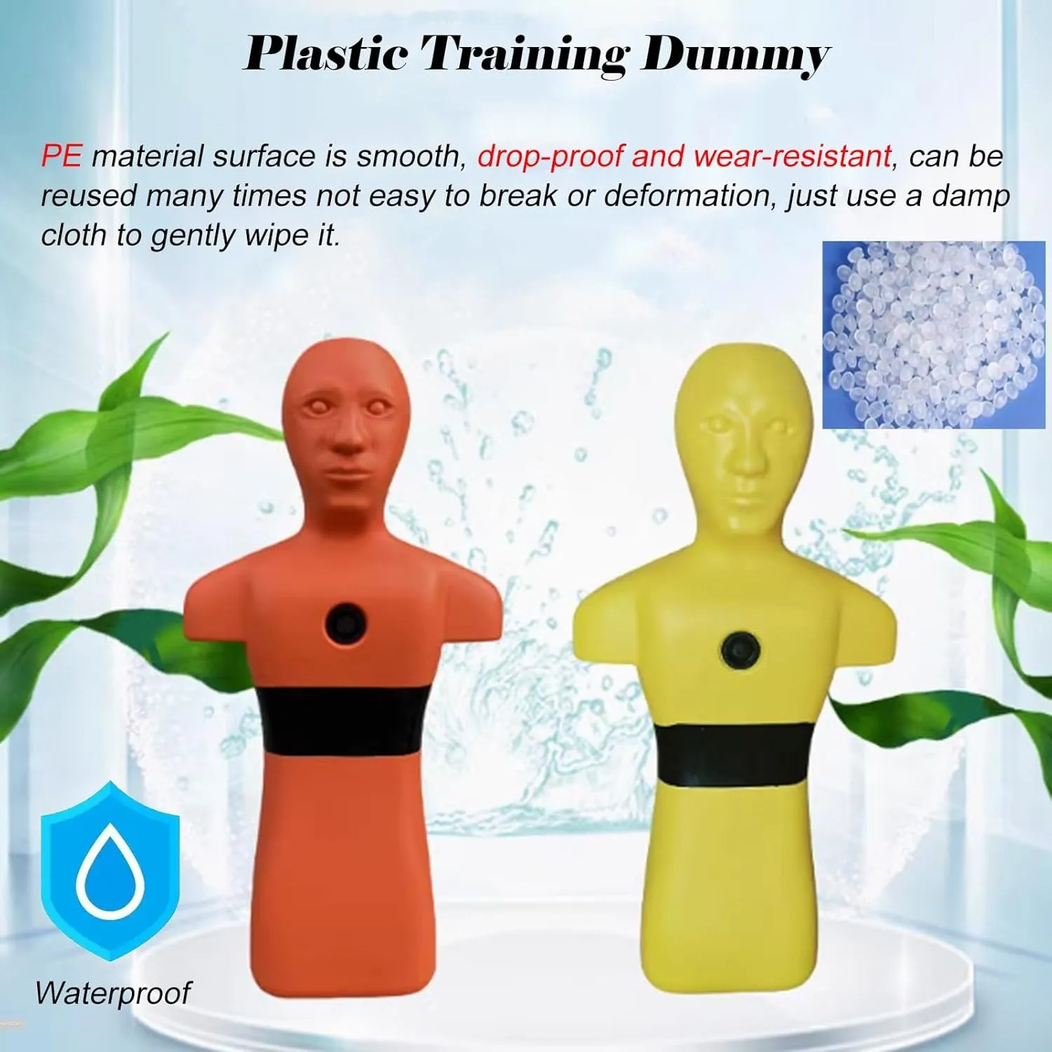 Realistic PE Water Rescue Training Dummy, 38.6 in Drowning Drill Model for School/Clubs Water Safety Courses, Swimming Teaching Tools for Adults/Teenagers(Orange)
