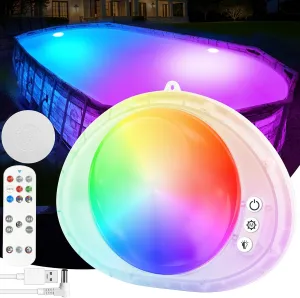 Rechargeable Pool Lights, 2025 Upgraded Underwater Submersible Swimming LED Pool Light with Remote Control,Waterproof Magnetic Pools Lights for Inground Above Ground Pools,Hot tub-1pc