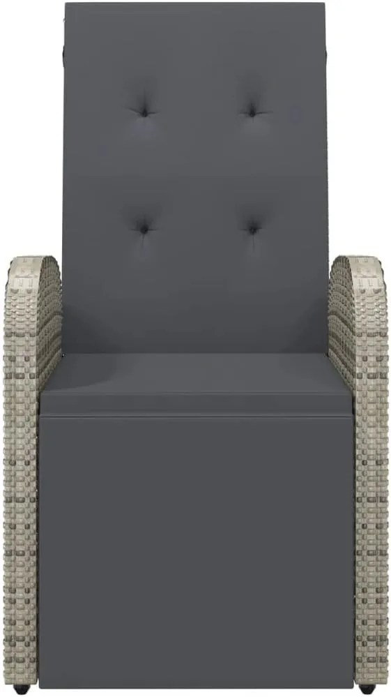 Reclining Patio Chair with Cushion PE Rattan Outdoor Lounge Chair Gray Adjustable Backrest & Footrest for Garden, Balcony, Poolside