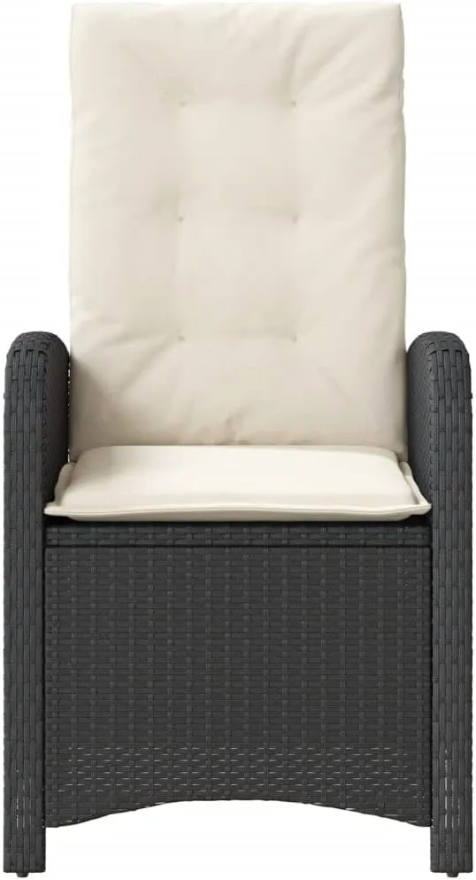 Reclining Patio Chair with Cushions Black PE Rattan Outdoor Lounge Chair Adjustable Backrest 242.5lb Capacity Weather-Resistant Furniture for Poolside Backyard