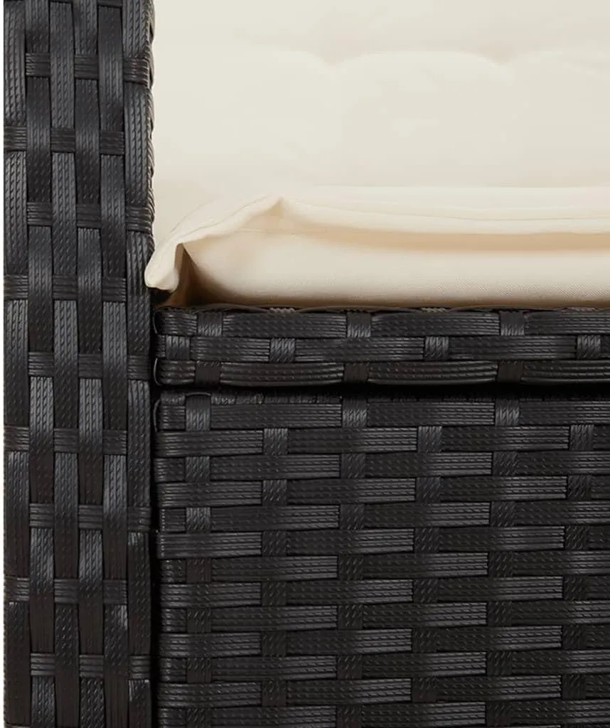 Reclining Patio Chair with Cushions Black PE Rattan Outdoor Lounge Chair Adjustable Backrest 242.5lb Capacity Weather-Resistant Furniture for Poolside Backyard