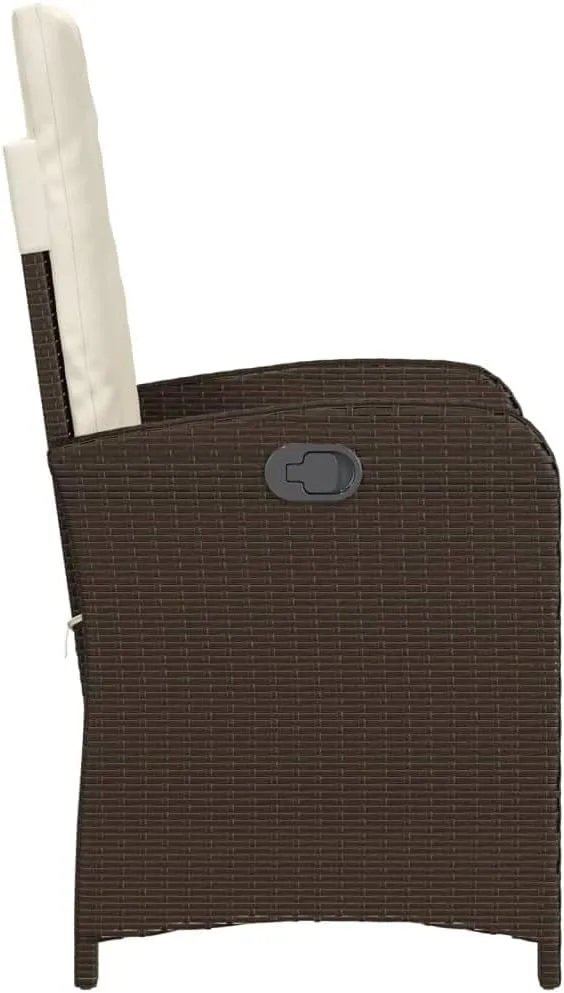 Reclining Patio Chair with Cushions Brown PE Rattan Outdoor Furniture Adjustable Backrest Weather-Resistant Steel Frame for Poolside Lounging