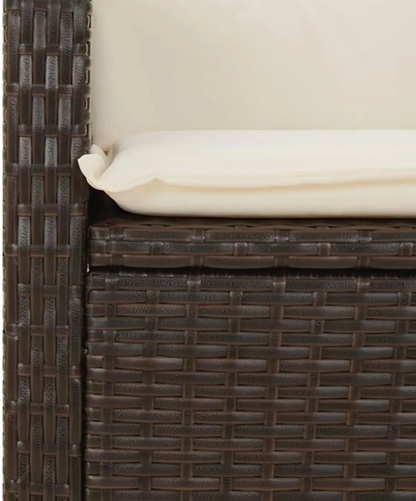 Reclining Patio Chair with Cushions Brown PE Rattan Outdoor Furniture Adjustable Backrest Weather-Resistant Steel Frame for Poolside Lounging