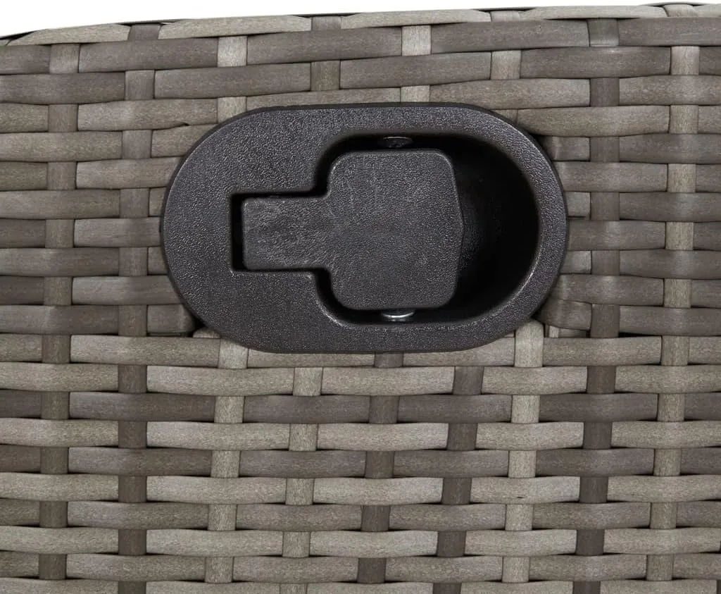 Reclining Patio Chair with Footrest Gray Poly Rattan Outdoor Lounge Chair Adjustable Backrest and Cushions for Pool Beach Camping Patio Furniture