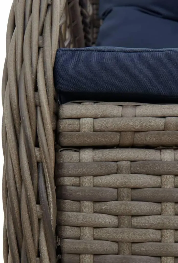 Reclining Patio Chairs 2-Piece Set Gray PE Rattan Outdoor Lounge Chairs with Adjustable Backrest & Removable Cushions for Poolside, Backyard, Camping