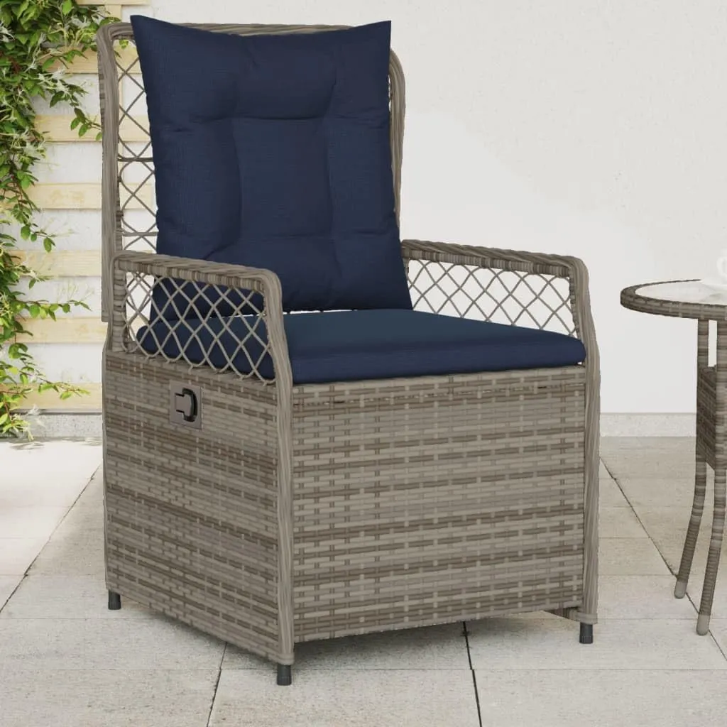 Reclining Patio Chairs 2-Piece Set Gray PE Rattan Outdoor Lounge Chairs with Adjustable Backrest & Removable Cushions for Poolside, Backyard, Camping