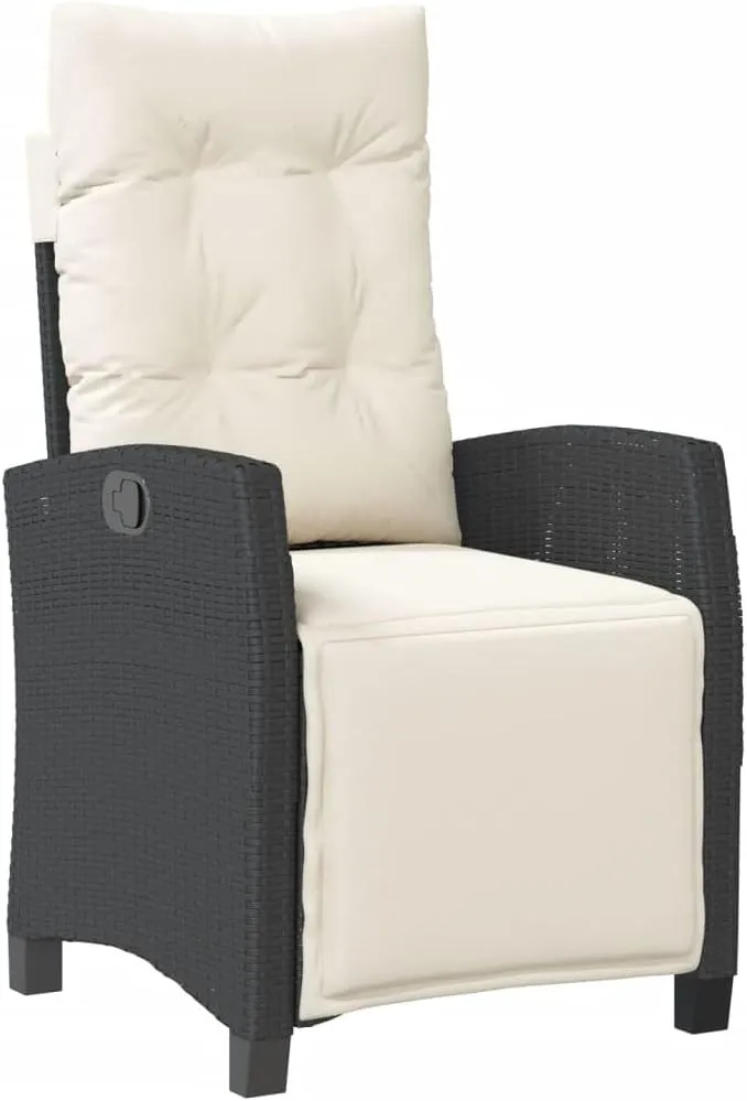 Reclining Patio Chairs 2-Piece Set with Adjustable Backrest and Footrest Black PE Rattan Outdoor Lounge Chairs for Patio, Poolside or Backyard Relaxation