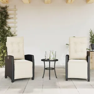 Reclining Patio Chairs 2-Piece Set with Adjustable Backrest and Footrest Black PE Rattan Outdoor Lounge Chairs for Patio, Poolside or Backyard Relaxation