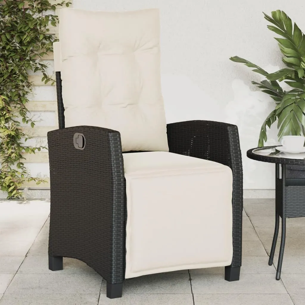 Reclining Patio Chairs 2-Piece Set with Adjustable Backrest and Footrest Black PE Rattan Outdoor Lounge Chairs for Patio, Poolside or Backyard Relaxation