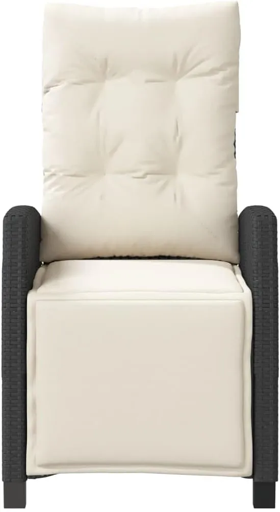 Reclining Patio Chairs 2-Piece Set with Adjustable Backrest and Footrest Black PE Rattan Outdoor Lounge Chairs for Patio, Poolside or Backyard Relaxation