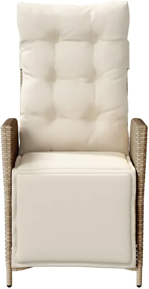 Reclining Patio Chairs 2-Piece Set with Adjustable Footrest, Beige PE Rattan Outdoor Lounge Chairs for Poolside, Backyard, or Garden Relaxation