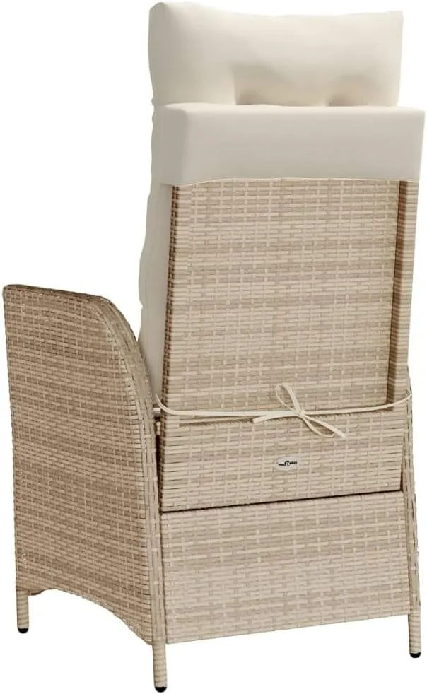 Reclining Patio Chairs 2-Piece Set with Adjustable Footrest, Beige PE Rattan Outdoor Lounge Chairs for Poolside, Backyard, or Garden Relaxation