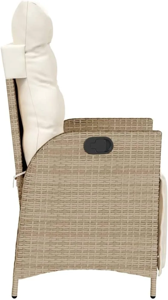 Reclining Patio Chairs 2-Piece Set with Adjustable Footrest, Beige PE Rattan Outdoor Lounge Chairs for Poolside, Backyard, or Garden Relaxation