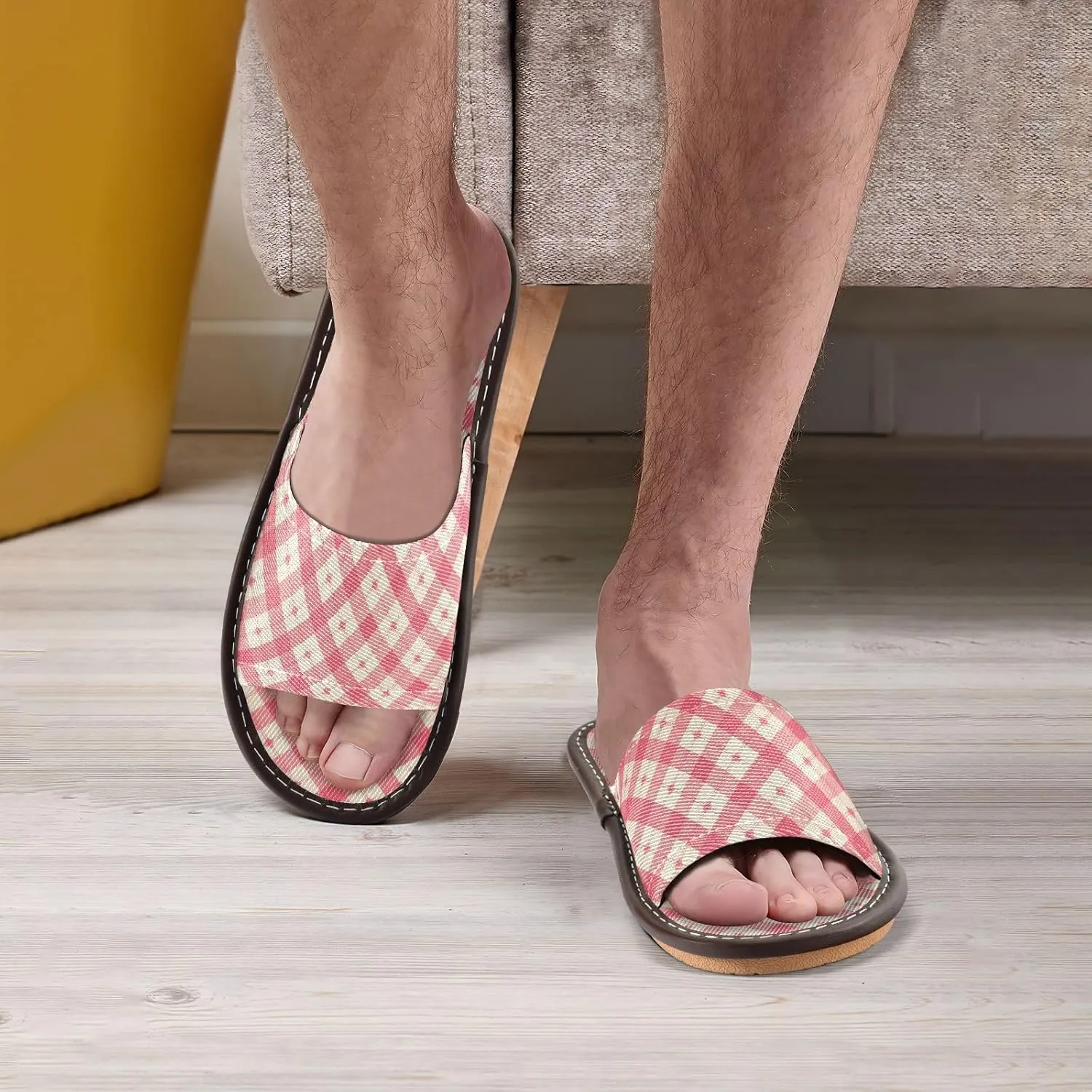 Red Buffalo Check Men Women House Slippers Ultralight Dorm Home Slides for Home Outdoor Bedroom
