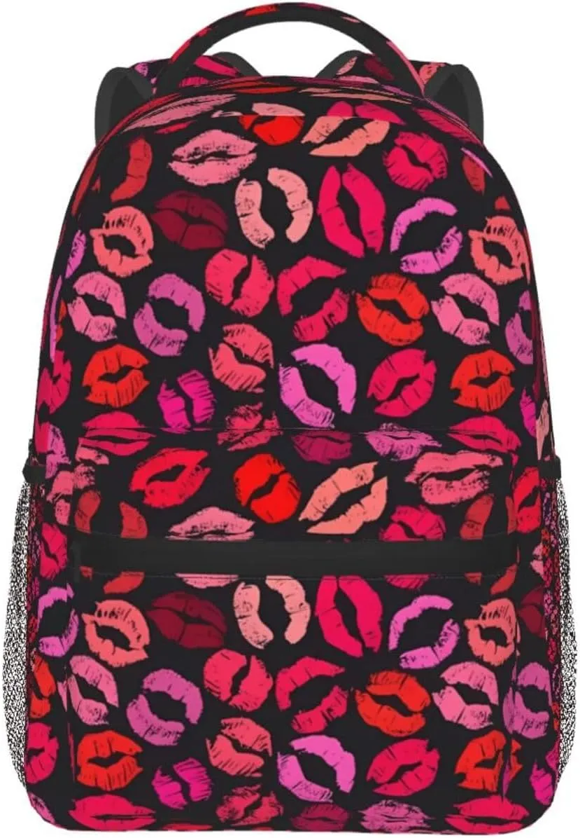 Red Nice Lip Imprint Backpacks 15 Inch Laptop Backpack Multipurpose Double Shoulder Bag For Men Women Gifts