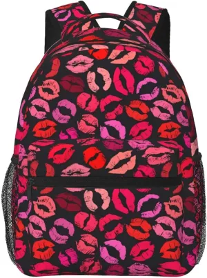 Red Nice Lip Imprint Backpacks 15 Inch Laptop Backpack Multipurpose Double Shoulder Bag For Men Women Gifts
