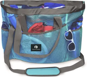 Red Suricata Mesh Beach Bag with Zipper - Extra Large Beach Tote Bag – Pool Bag