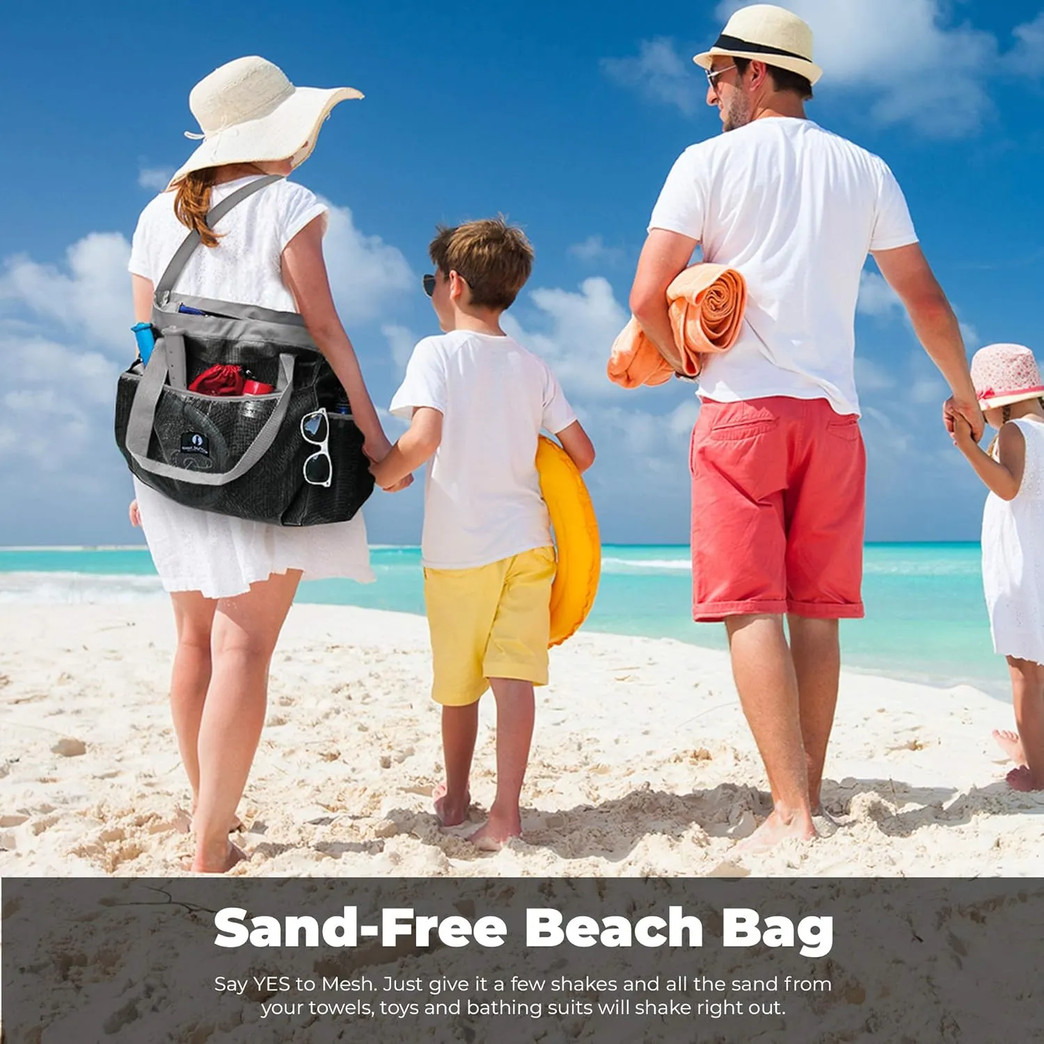 Red Suricata Mesh Beach Bag with Zipper - Extra Large Beach Tote Bag – Pool Bag