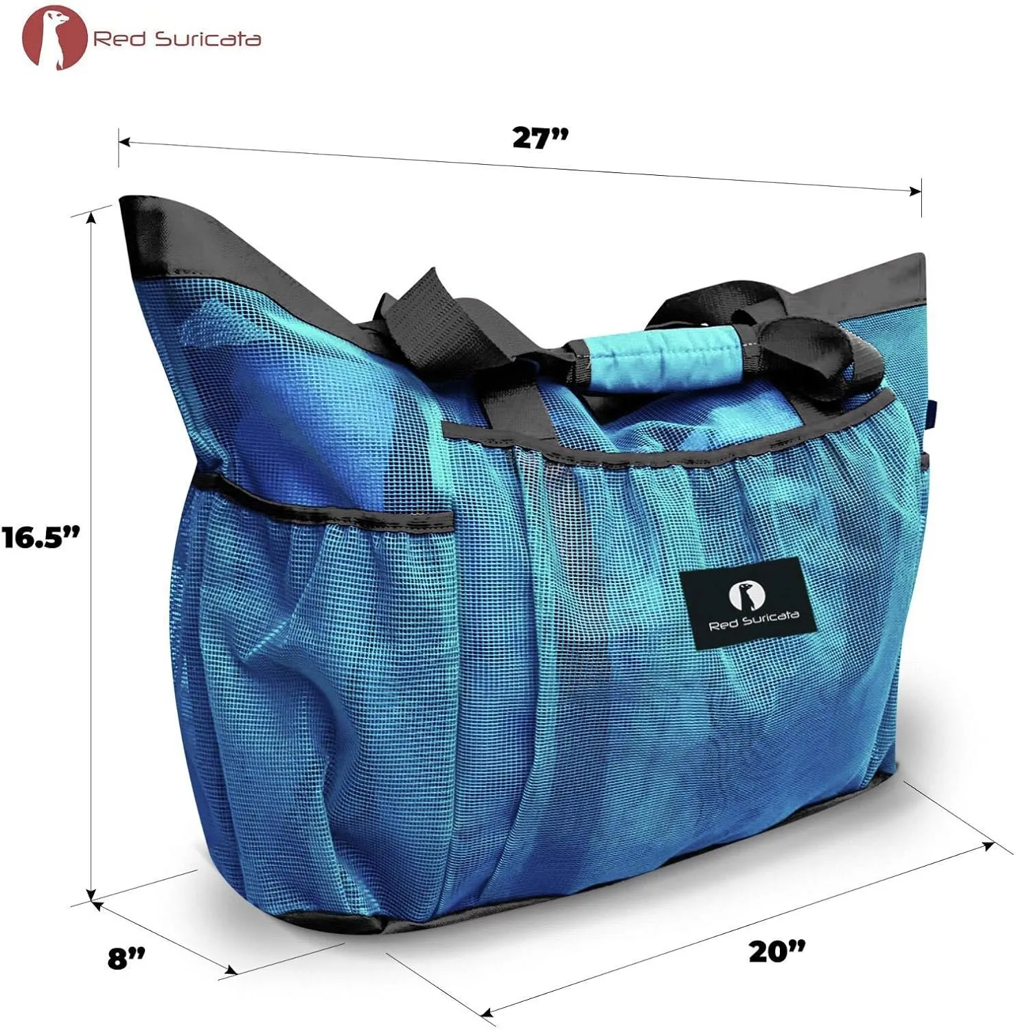 Red Suricata Mesh Beach Bag with Zipper - Extra Large Beach Tote Bag – Pool Bag
