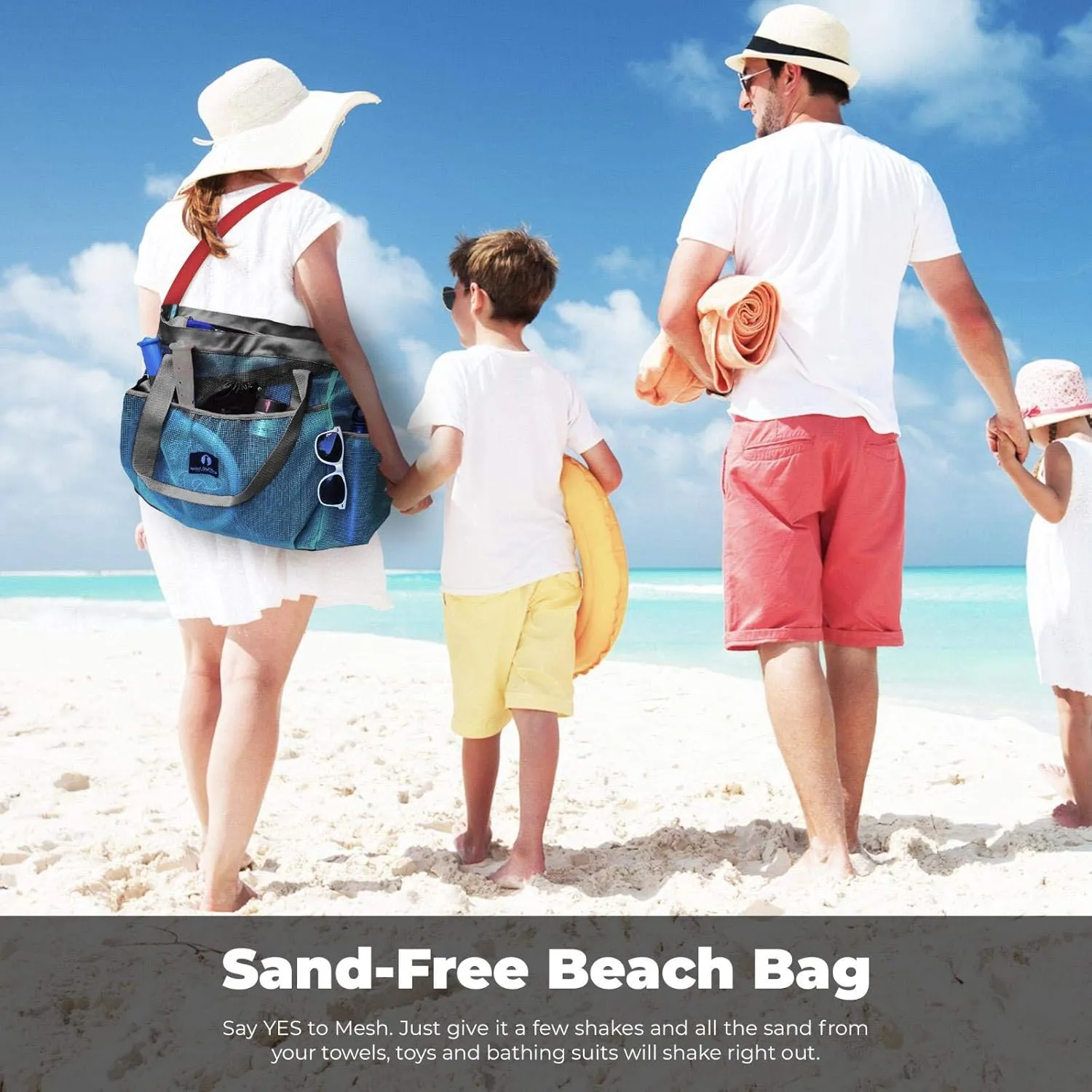 Red Suricata Mesh Beach Bag with Zipper - Extra Large Beach Tote Bag – Pool Bag