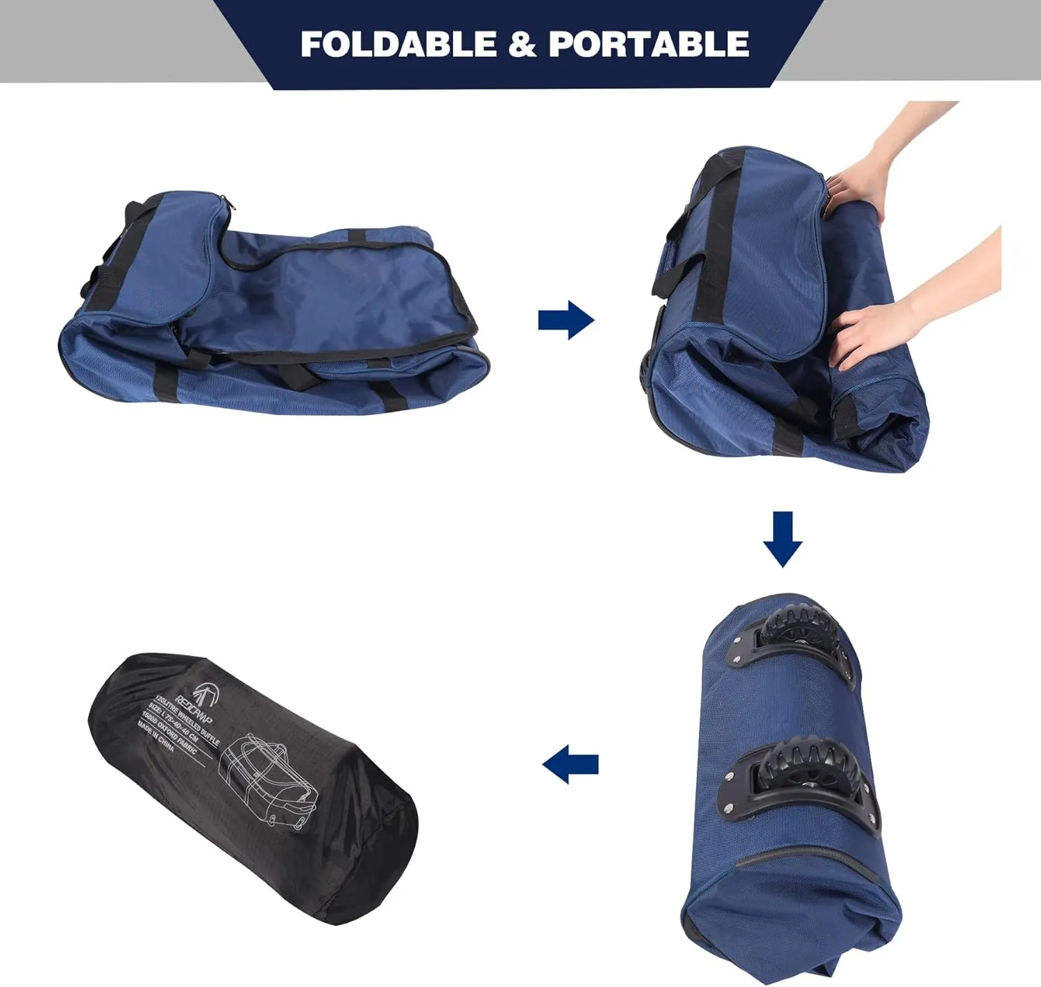 REDCAMP 85L/120L/140L Foldable Duffle Bag with Wheels, Large Travel Duffel Bag