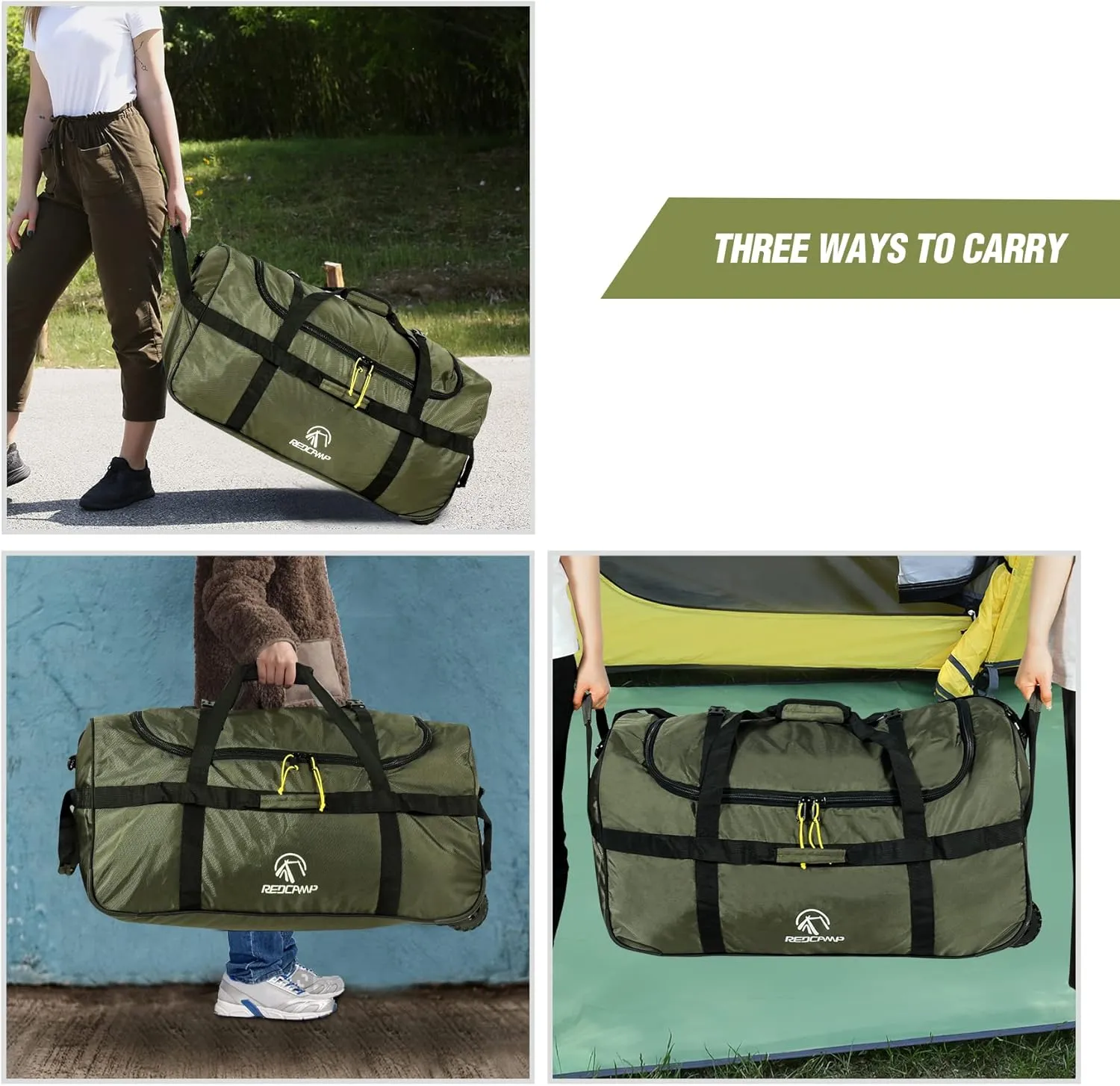 REDCAMP 85L/120L/140L Foldable Duffle Bag with Wheels, Large Travel Duffel Bag