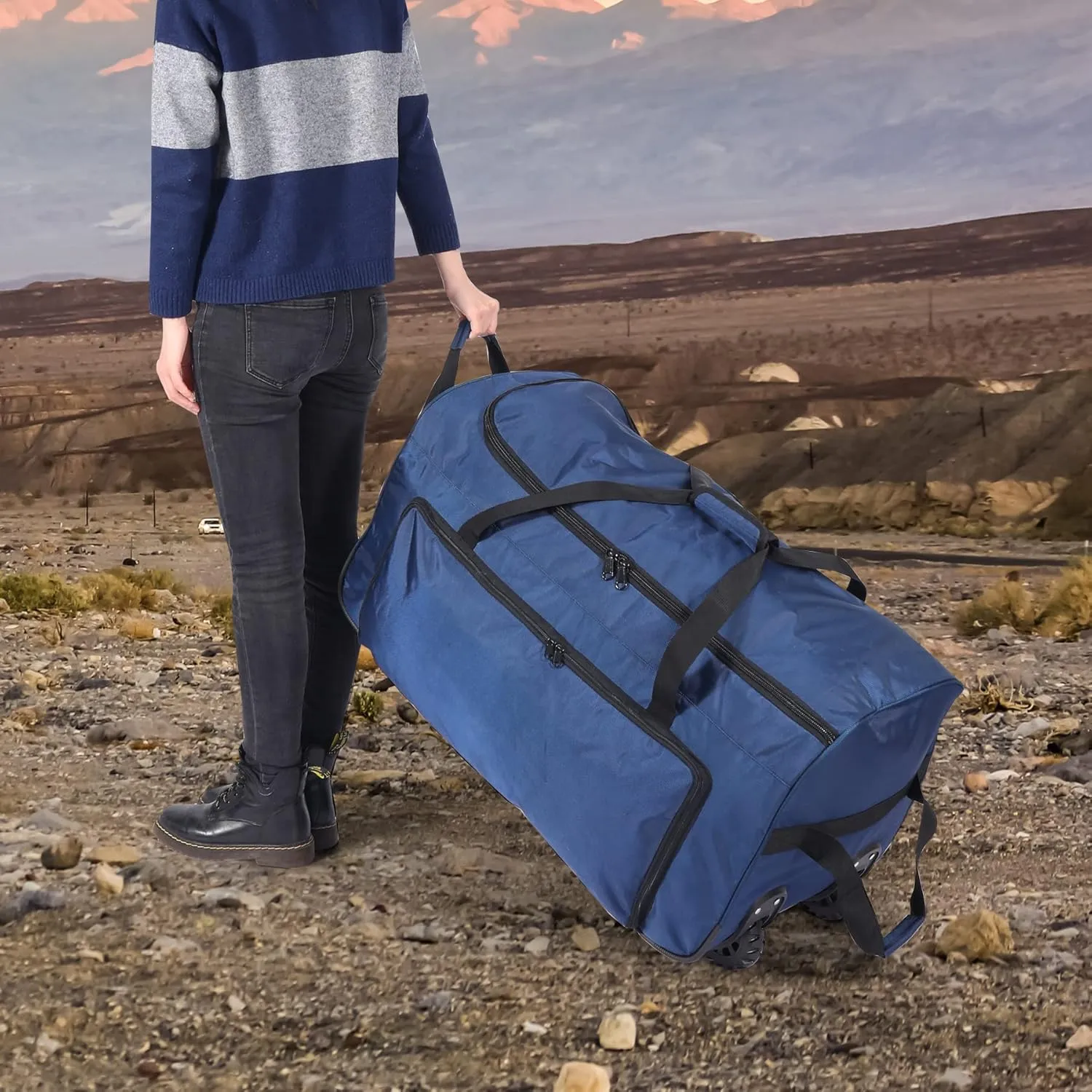 REDCAMP 85L/120L/140L Foldable Duffle Bag with Wheels, Large Travel Duffel Bag