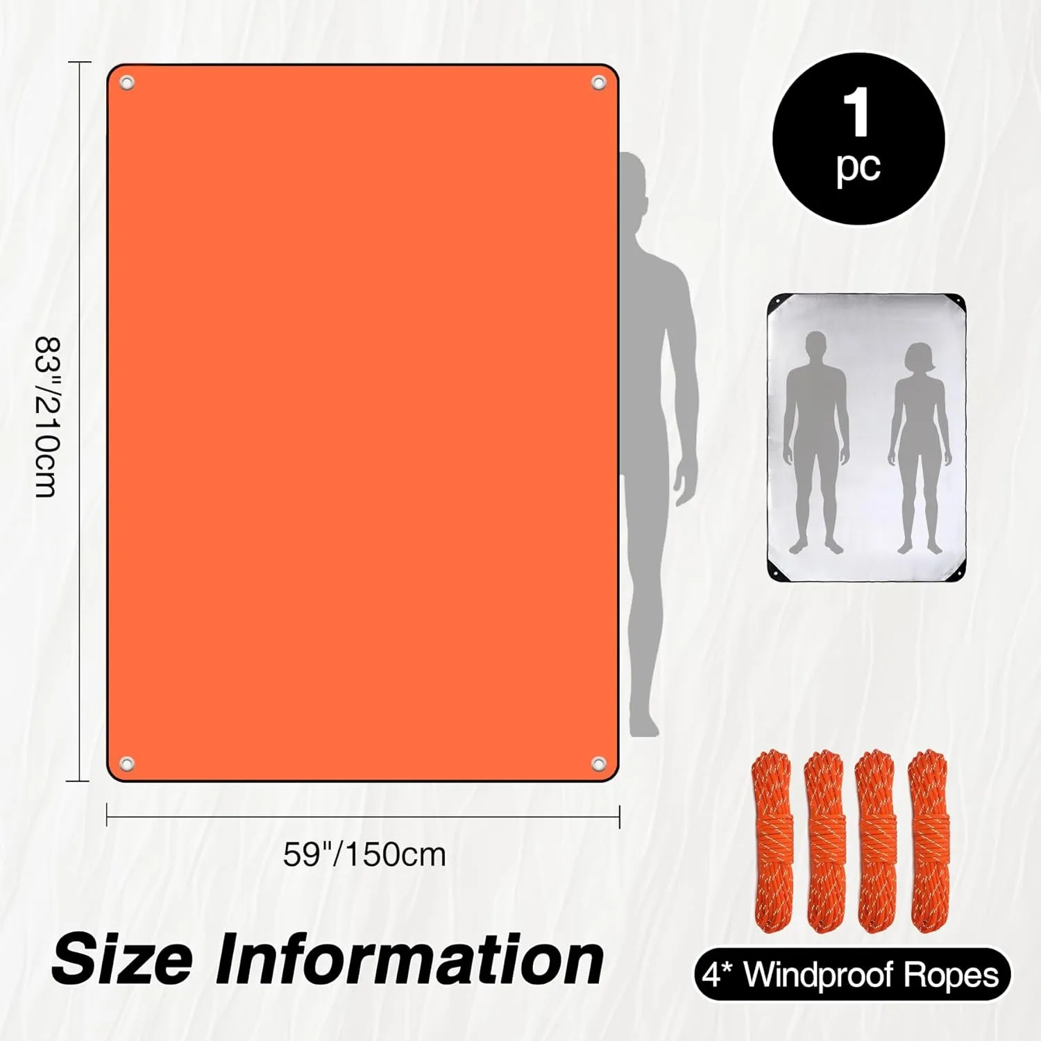 REDCAMP Heavy Duty Survival Blanket, Waterproof Emergency Thermal Tarp with Reflective Insulation, All Weather Multipurpose Blanket for Camping, Hiking, Emergency Preparedness, Orange