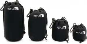 REFLEX CAMERA Drawstring Camera Lens Pouches 4 Pack (S/M/L/XL) Thick Padded Pouch Set for Maximum Protection Waterproof Shockproof Dust Resistant Neoprene Cases for Canon, Nikon, Pentax, Sony, Olympus
