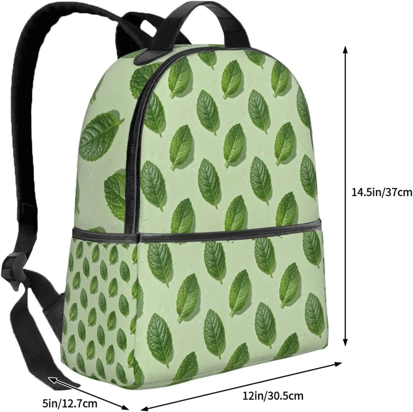 Refreshing Mint Leaves Adult Backpacks 14 Inch Laptop Backpack Double Shoulder Bag for Work Travel Gifts