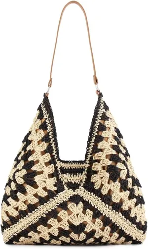 Rejolly Straw Hobo Bag for Women Tote Bag Summer Vacation Beach Handbags Boho Bohemian Style Shoulder Purse