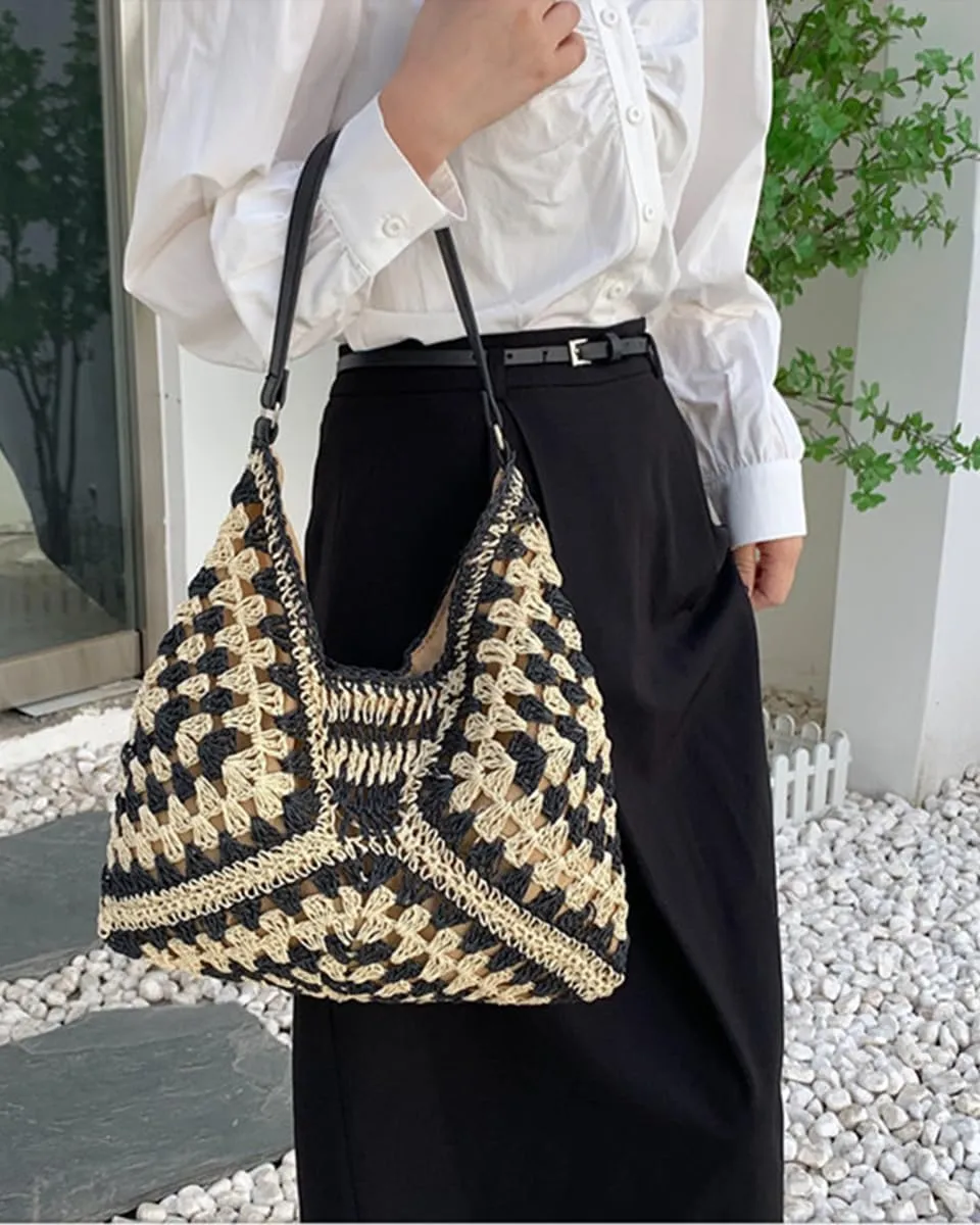 Rejolly Straw Hobo Bag for Women Tote Bag Summer Vacation Beach Handbags Boho Bohemian Style Shoulder Purse
